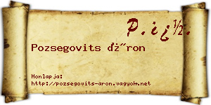 Pozsegovits Áron névjegykártya